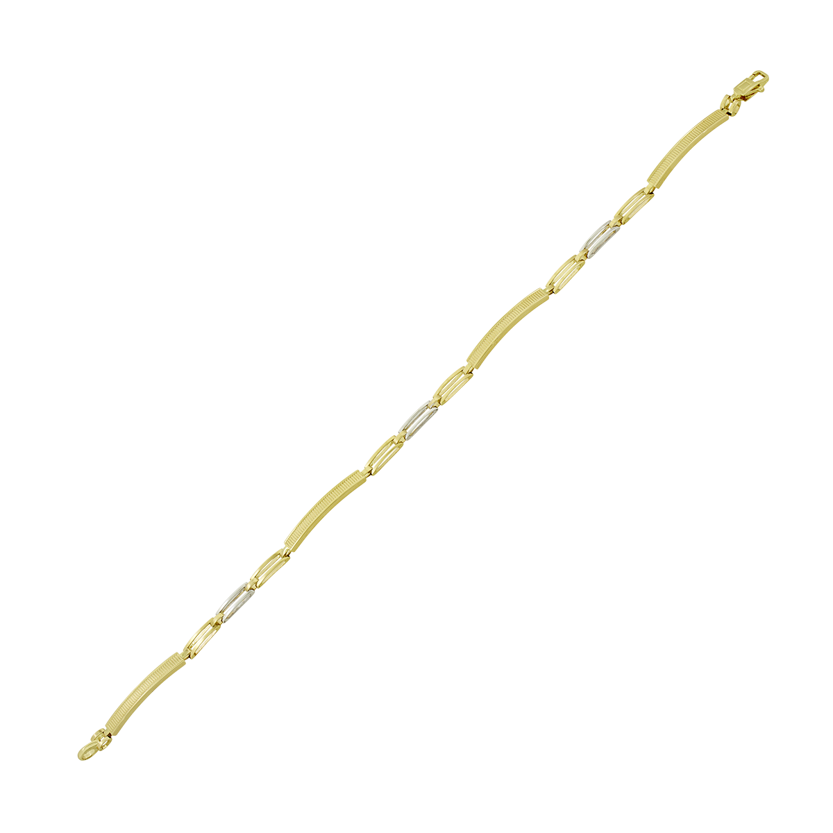 Pulsera en oro amarillo de 18 Kilates con visos, 21 cm. de largo, 3 mm. de ancho