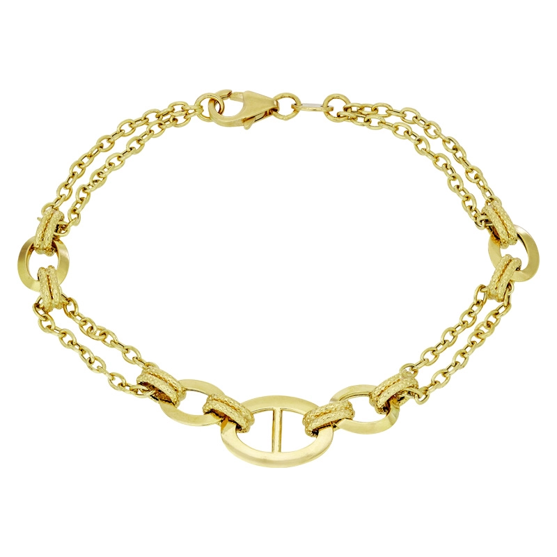 Pulsera en oro amarillo de 18 Kilates, 19 cm. de largo, 2 mm. de ancho