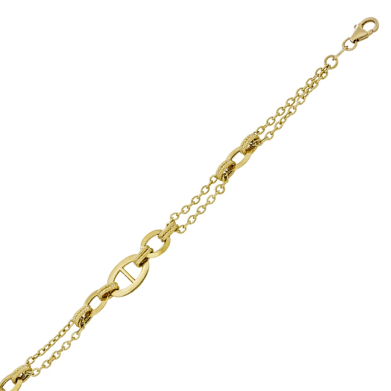 Pulsera en oro amarillo de 18 Kilates, 19 cm. de largo, 2 mm. de ancho