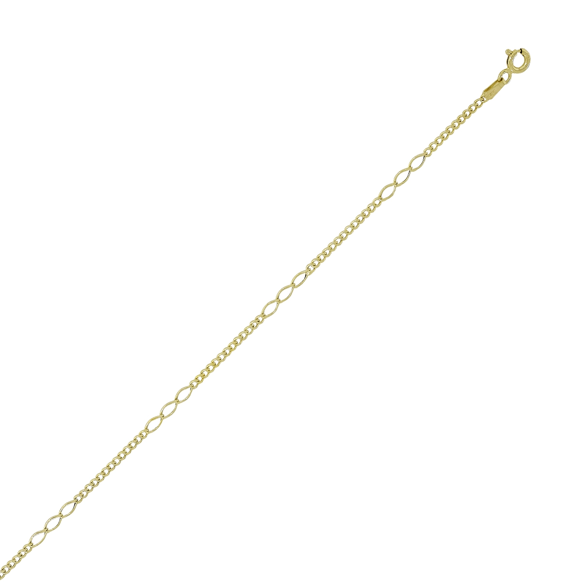 Pulsera en oro amarillo de 18 Kilates, 19 cm. de largo, 2 mm. de ancho
