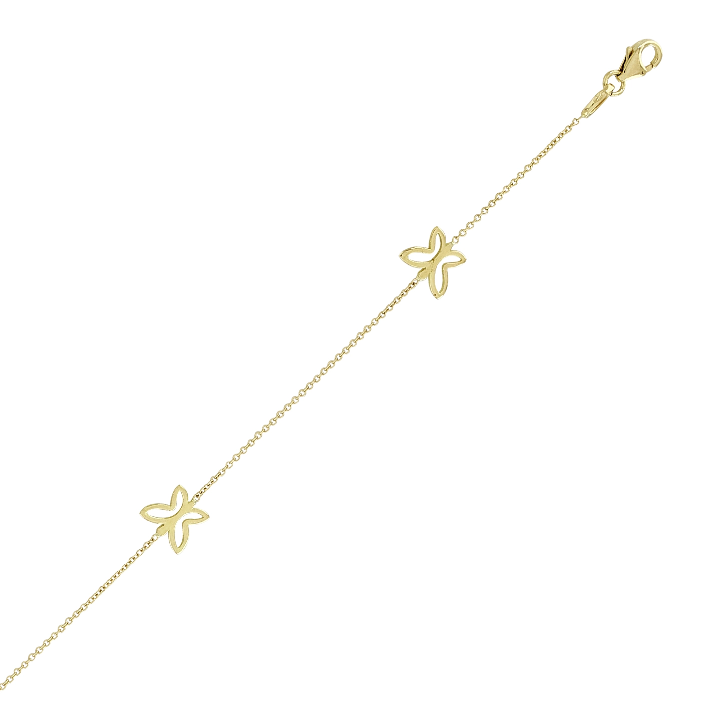 Pulsera de mariposas en oro amarillo de 18 Kilates