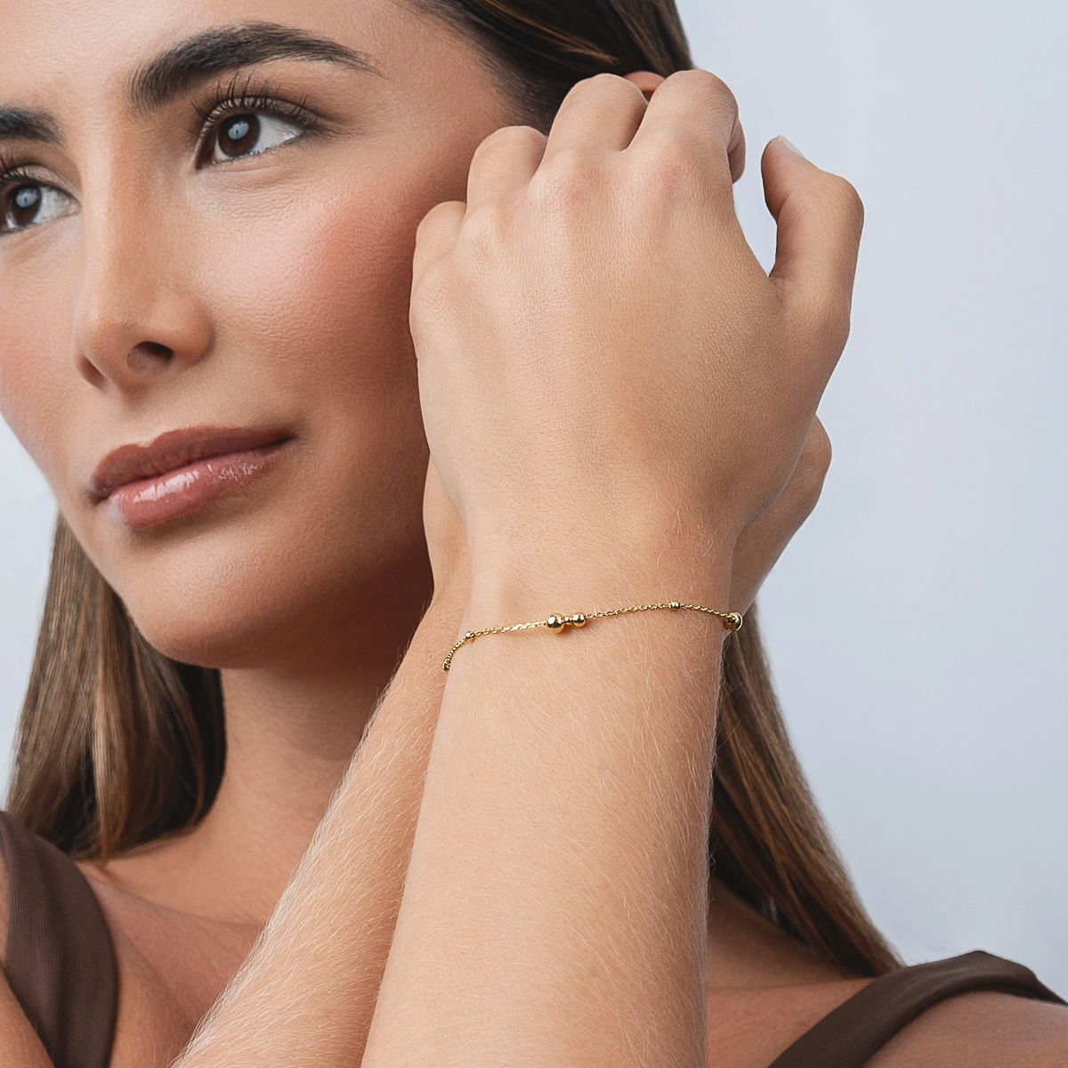 Pulsera en oro amarillo de 18 Kilates, 17 cm. de largo, 1 mm. de ancho