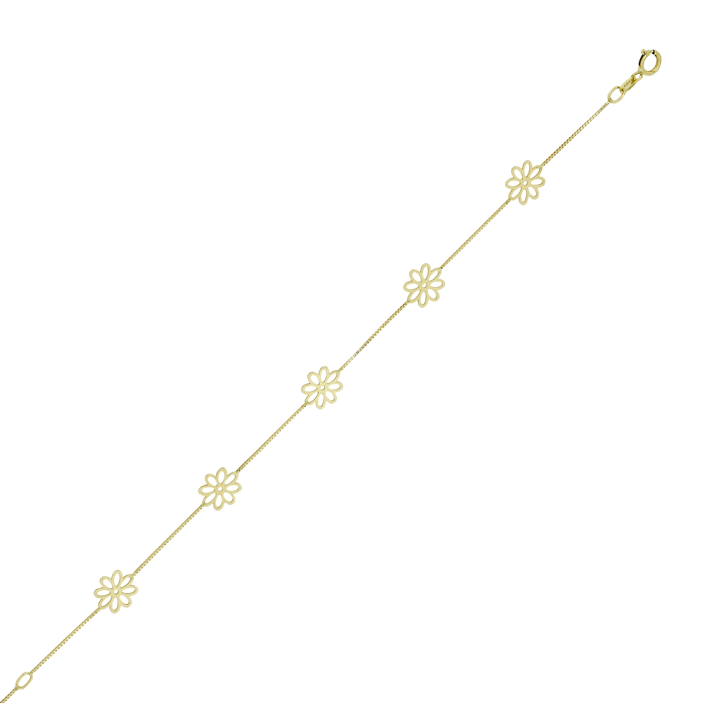Pulsera de flores en oro amarillo de 18 Kilates