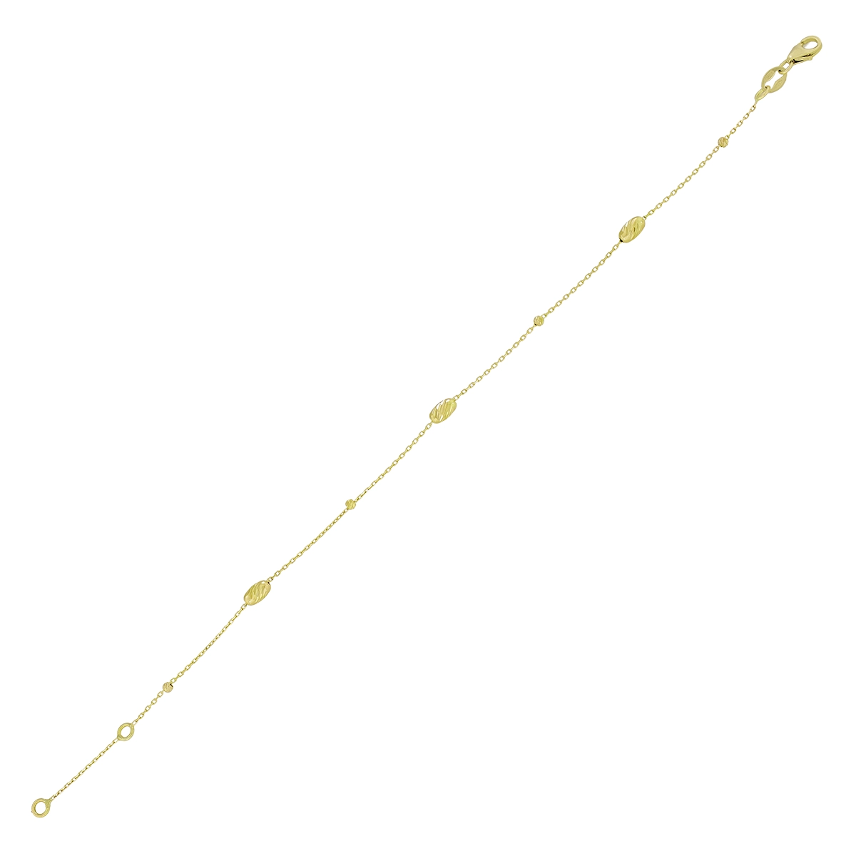 Pulsera en oro amarillo de 18 Kilates con visos, 17 cm. de largo, 0.50 mm. de ancho