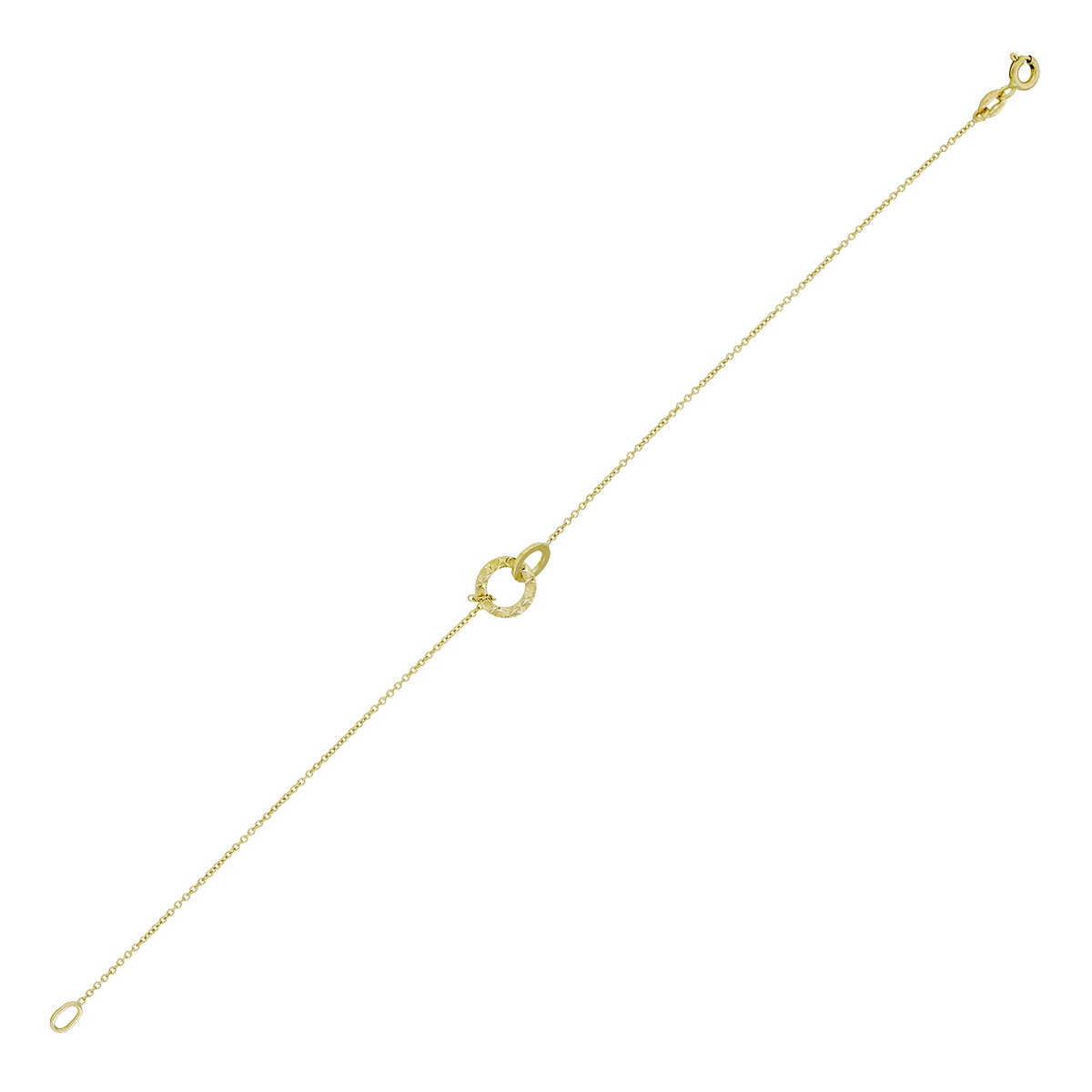 Pulsera en oro amarillo de 18 Kilates con visos, 19 cm. de largo, 0.50 mm. de ancho