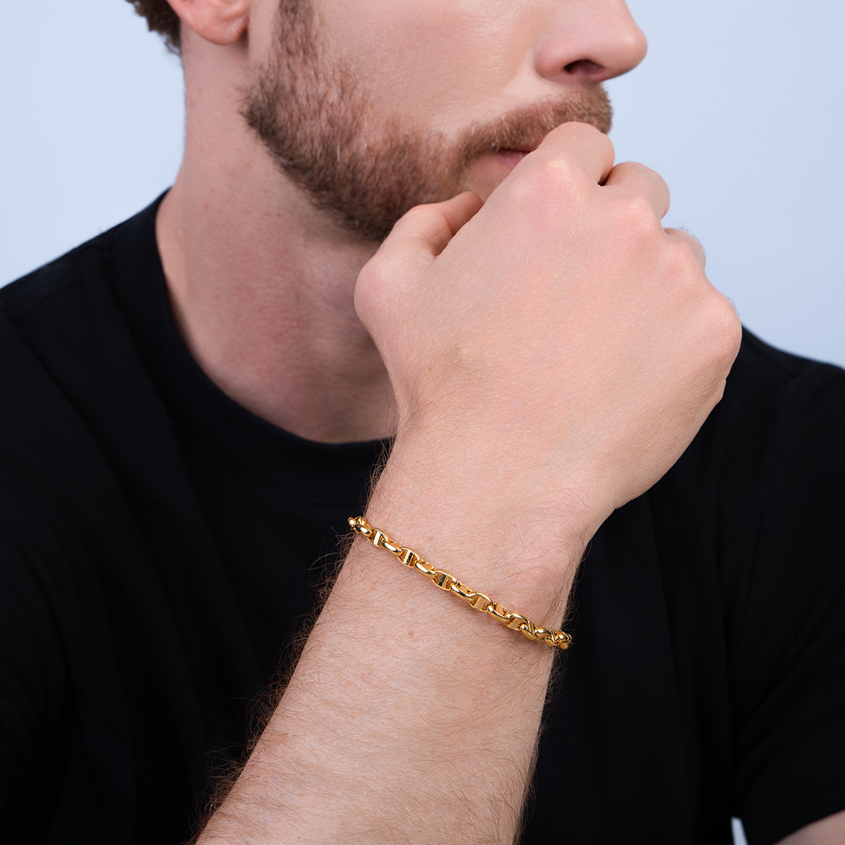 Pulsera en oro amarillo de 18 Kilates, 21 cm. de largo, 5 mm. de ancho