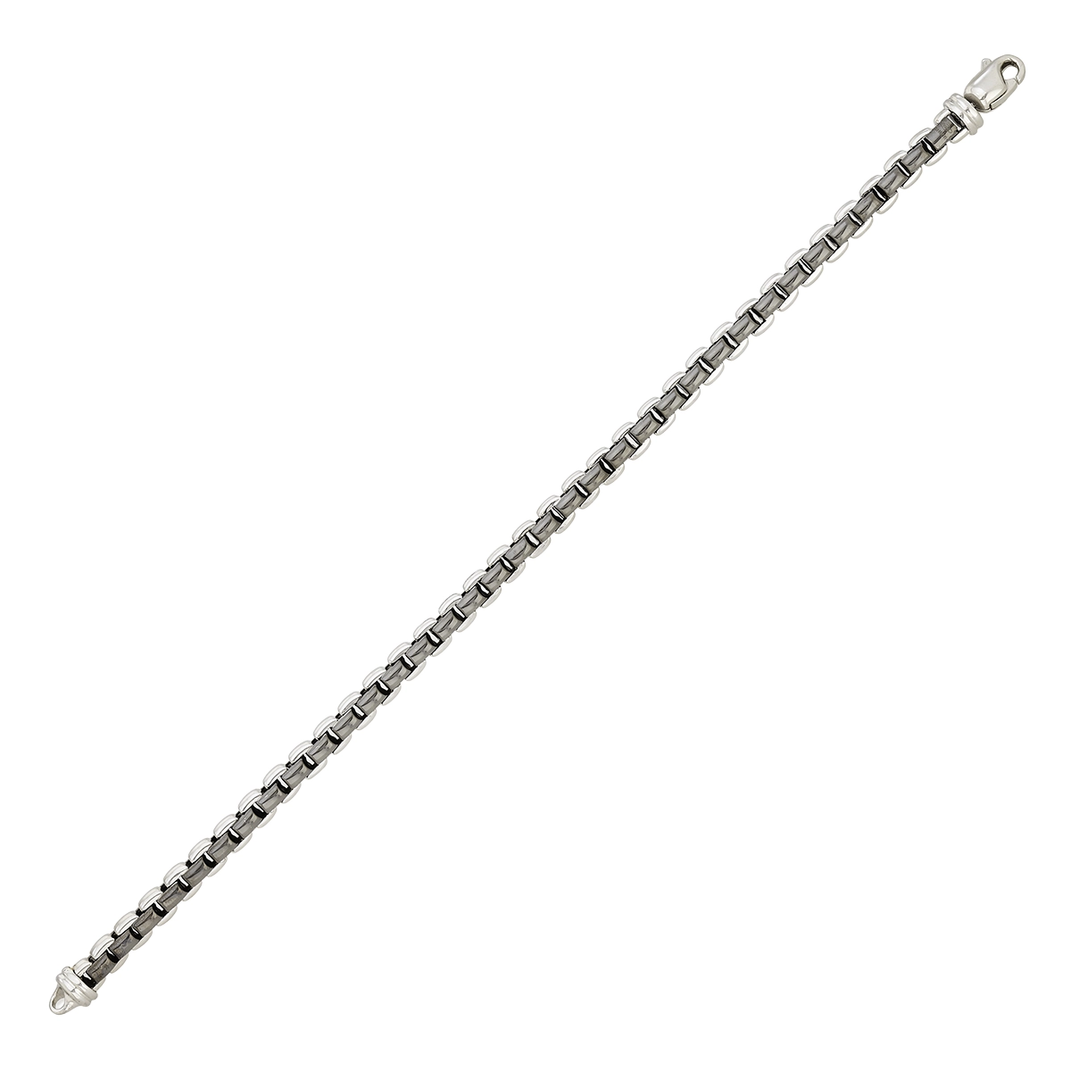 Pulsera en oro blanco de 18 Kilates, 21 cm. de largo, 5 mm. de ancho