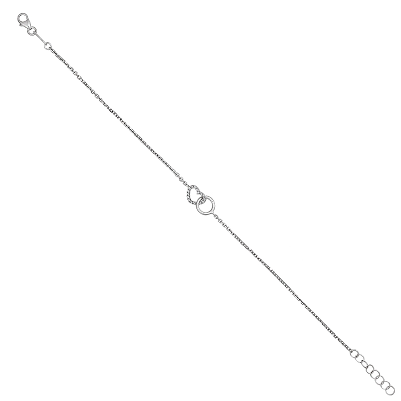 Pulsera con corazón en oro blanco de 18 Kilates, con zircones