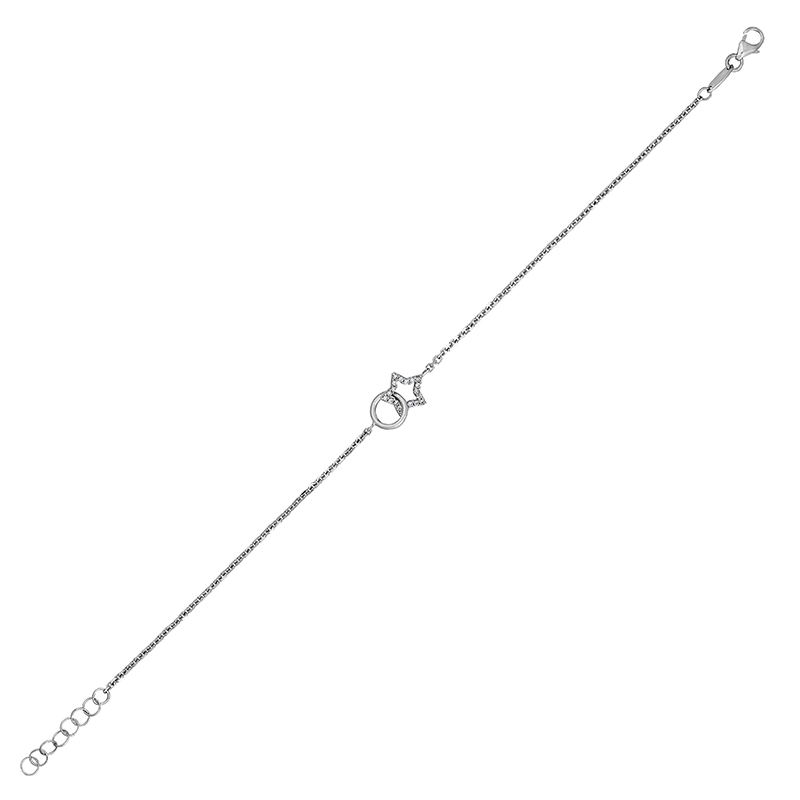 Pulsera con estrella en oro blanco de 18 Kilates, con zircones
