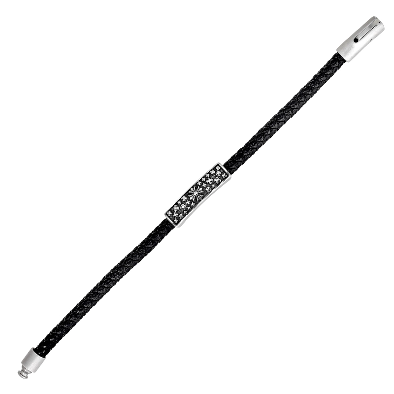 Pulsera en cuero sintético y acero, 21 cm. de largo, 6 mm. de ancho - Colección Forza
