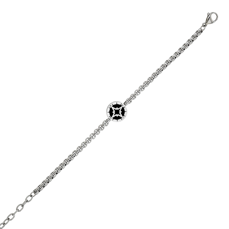 Pulsera de flor de los vientos en acero, 17 cm. de largo, 3.50 mm. de ancho - Colección Forza