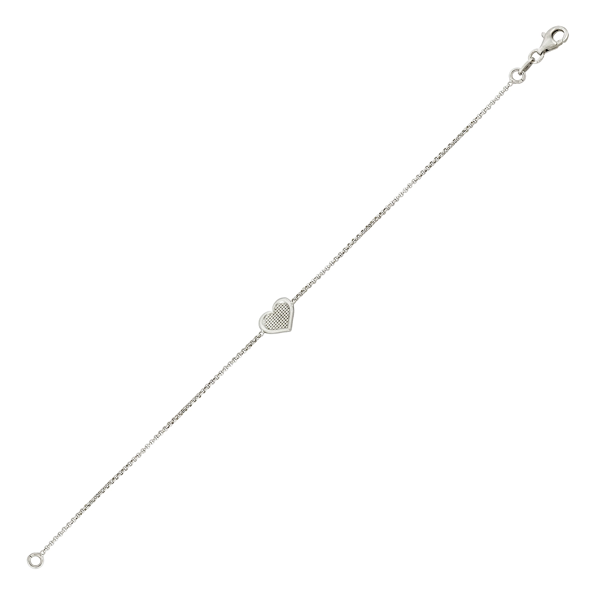 Pulsera de corazón en plata Ley 925, 17 cm. de largo - Colección Sueños