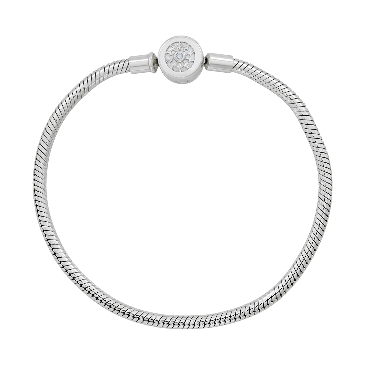 Pulsera en plata Ley 925, con cristales, 21 cm. de largo, 3 mm. de ancho
