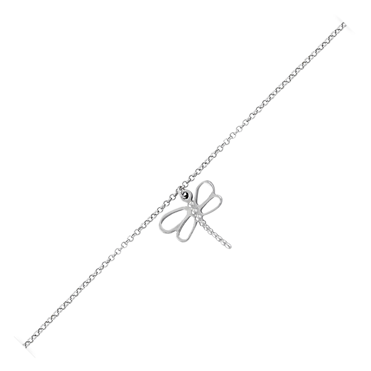 Pulsera de libélula en plata Ley 925, 17 cm. de largo - Colección Sueños