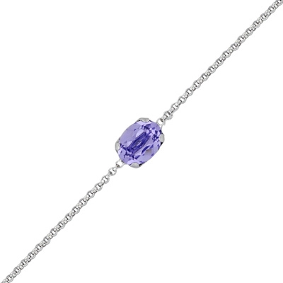 Pulsera en plata Ley 925, con cristal central, 17 cm. de largo - Colección Sueños