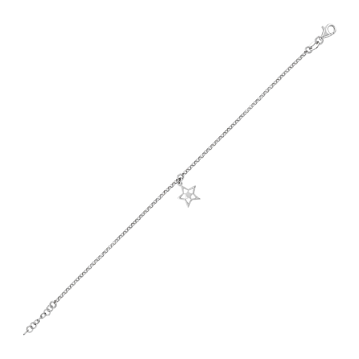 Pulsera en plata Ley 925, 17 cm. de largo, 1.50 mm. de ancho, de la coleccion Sueños