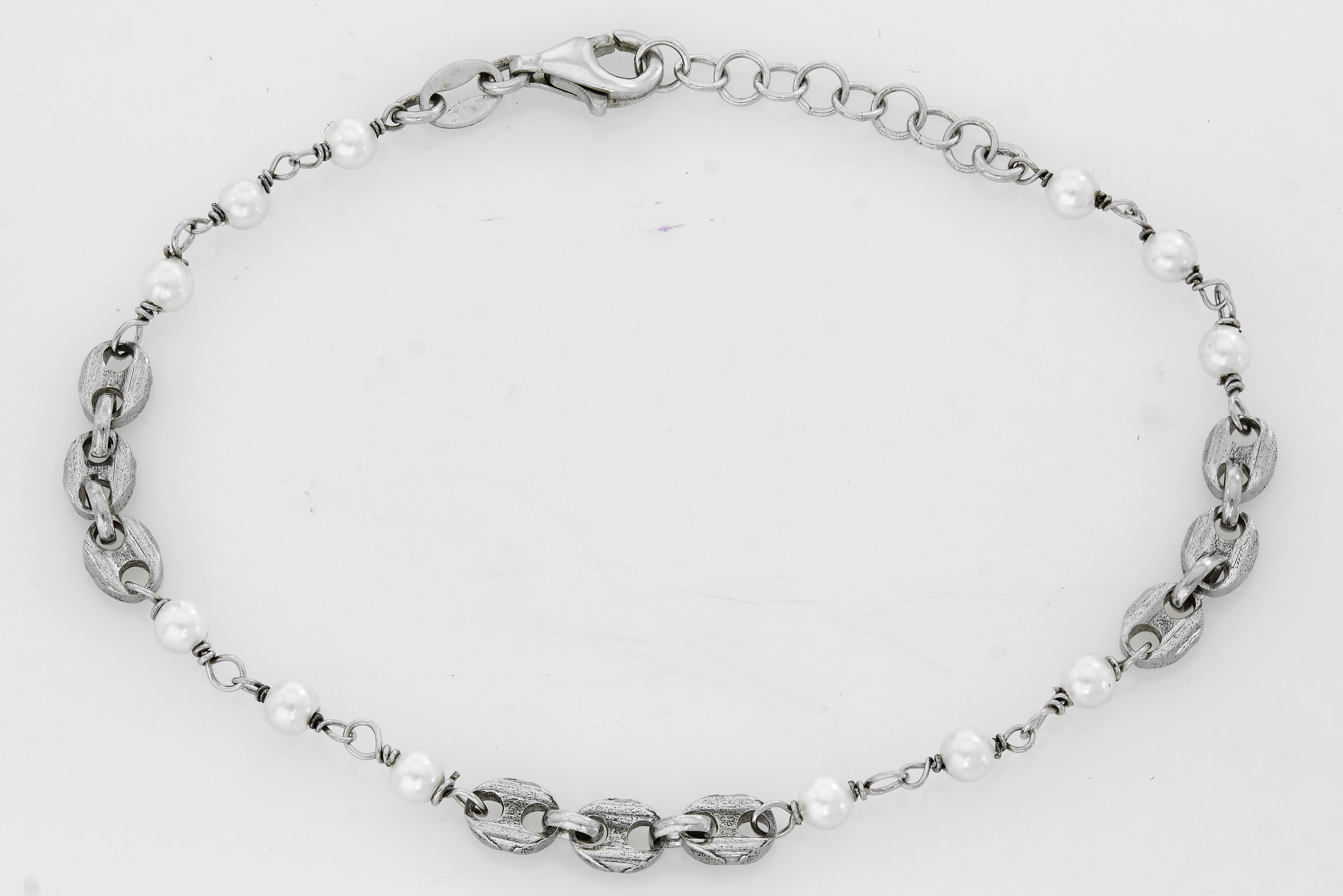 Pulsera en plata Ley 925, con perla sintéticas - Colección Sueños