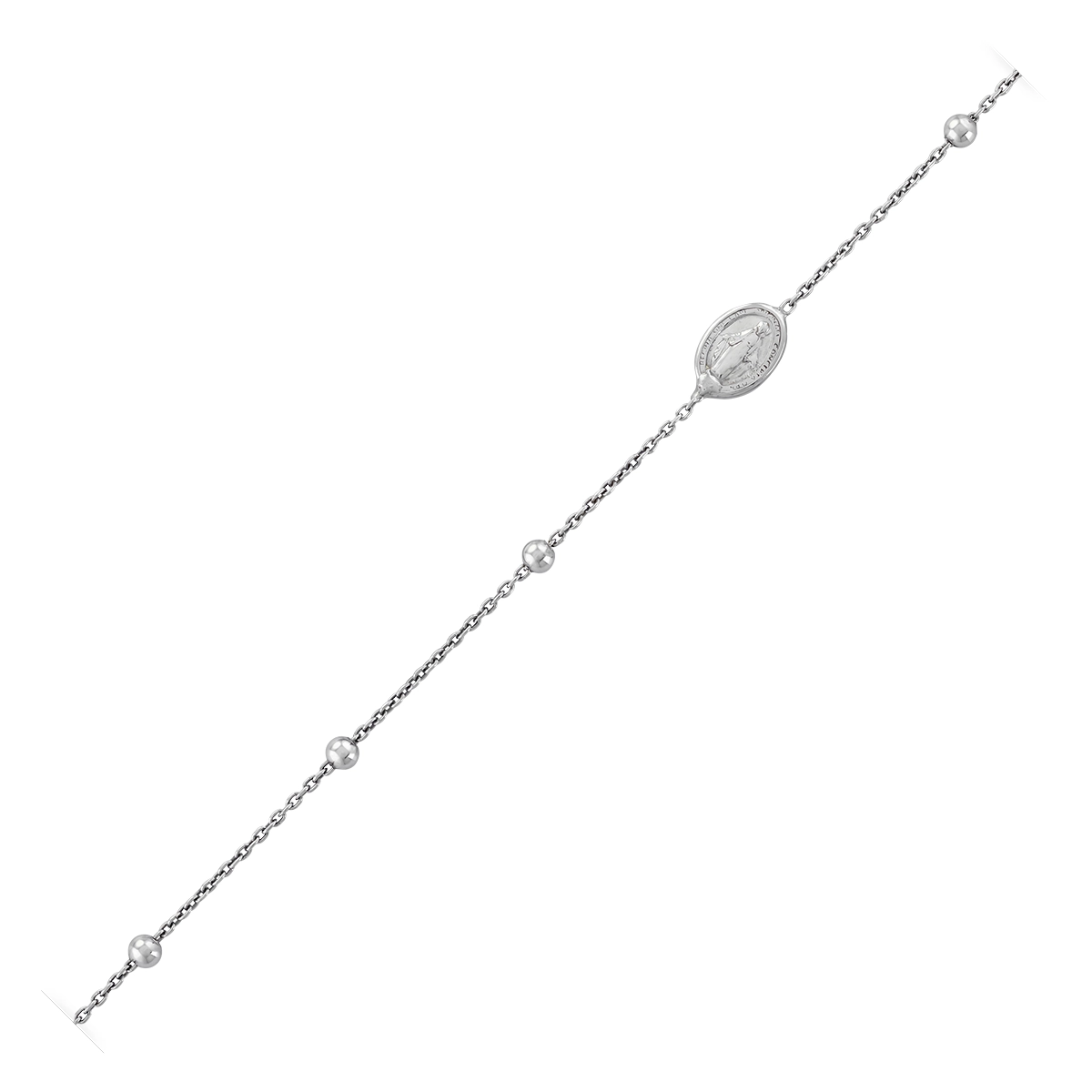 Pulsera con medalla de la Virgen Milagrosa en plata Ley 925 - Colección Sueños