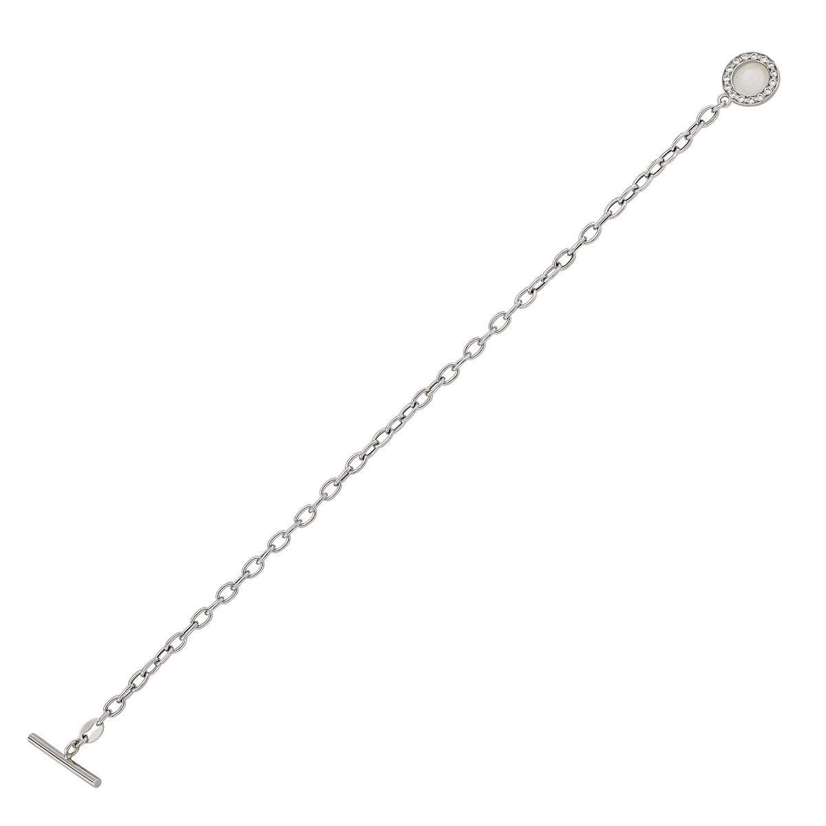 Pulsera en plata Ley 925, con zircones, 19 cm. de largo - Colección Sueños