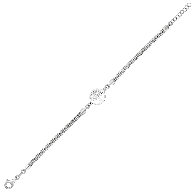 Pulsera de árbol de la vida en plata Ley 925, 17 cm. de largo - Colección Sueños