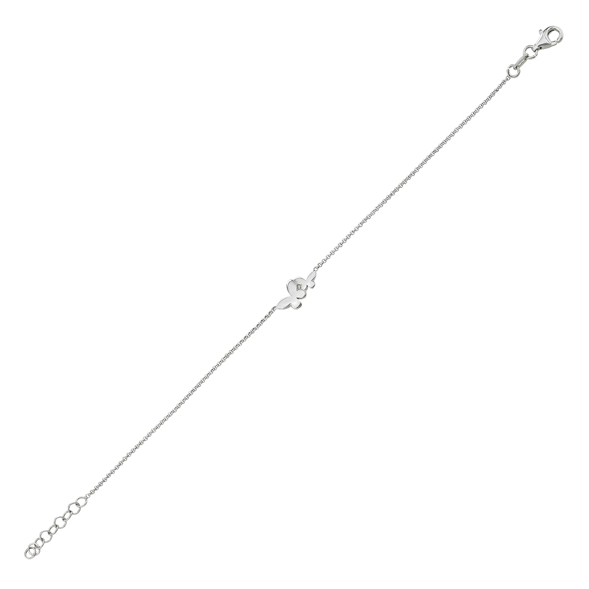 Pulsera de mariposas en plata Ley 925, 17 cm. de largo - Colección Sueños