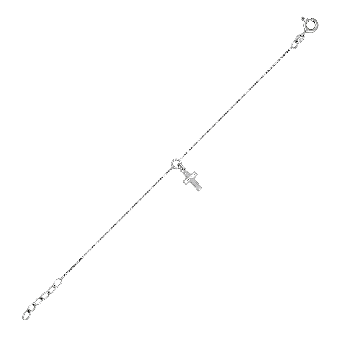 Pulsera de cruz en plata Ley 925, 17 cm. de largo - Colección Sueños