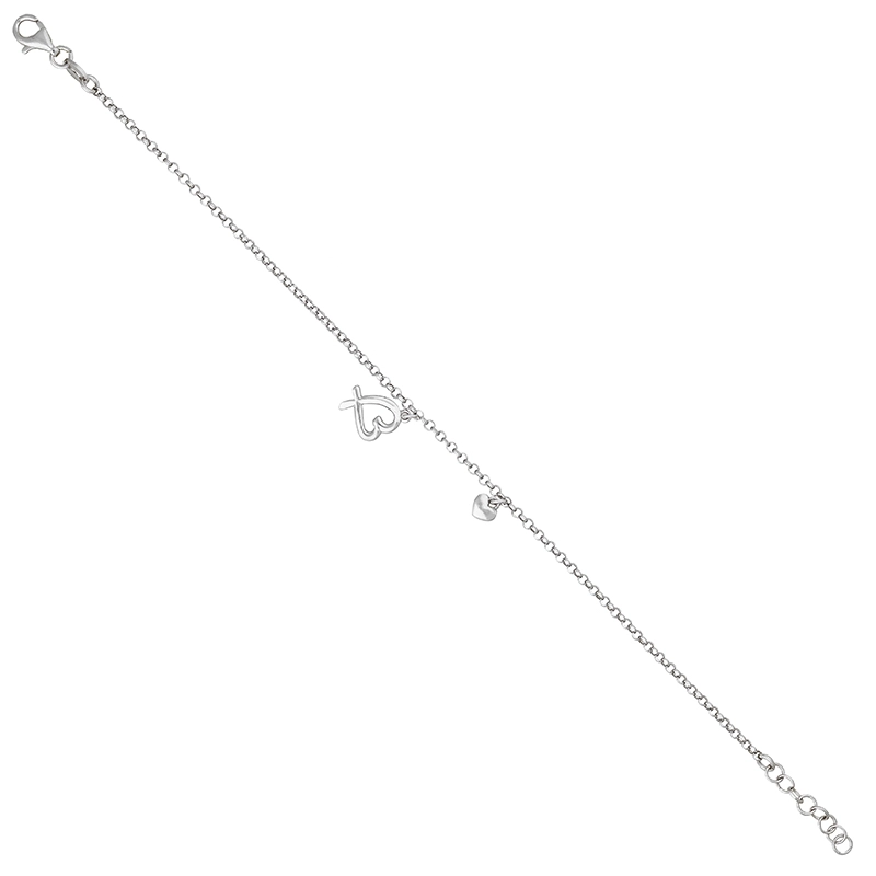 Pulsera de corazones en plata Ley 925, 17 cm. de largo - Colección Sueños