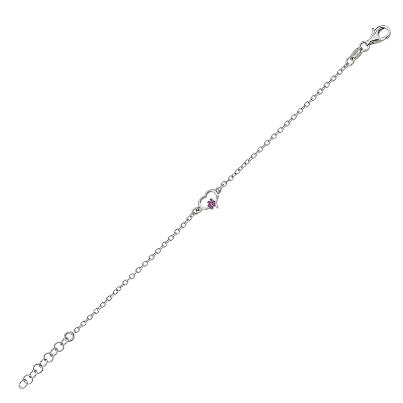 Pulsera amor perruno en plata Ley 925, 14 cm. de largo - Colección Sueños