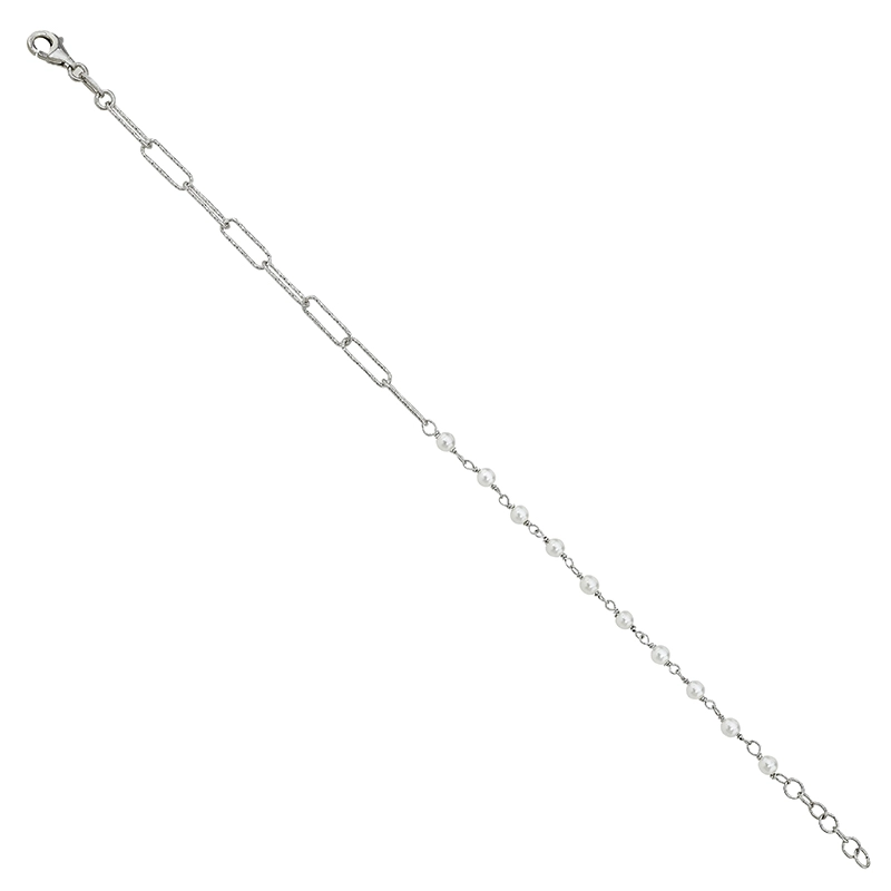 Pulsera en plata Ley 925, con perla sintéticas - Colección Sueños