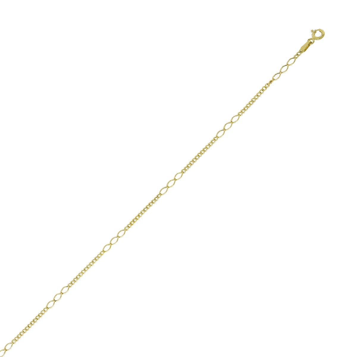 Tobillera en oro amarillo de 18 Kilates, 23 cm. de largo, 2 mm. de ancho