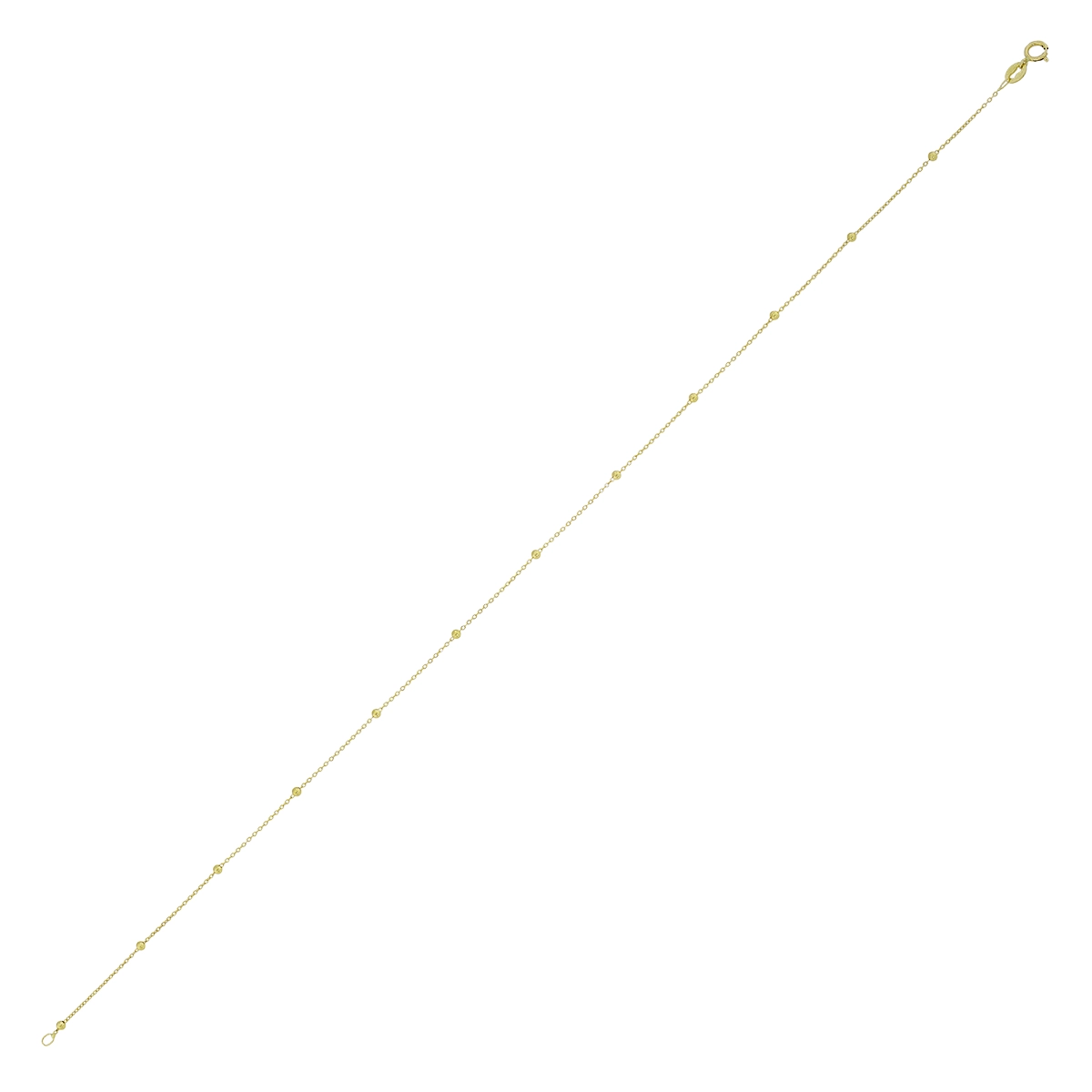 Tobillera en oro amarillo de 18 Kilates, Figuras geométricas, 25 cm. de largo, 0.50 mm. de ancho