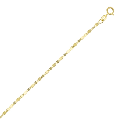Tobillera en oro amarillo de 18 Kilates, Battuta, 23 cm. de largo, 2 mm. de ancho