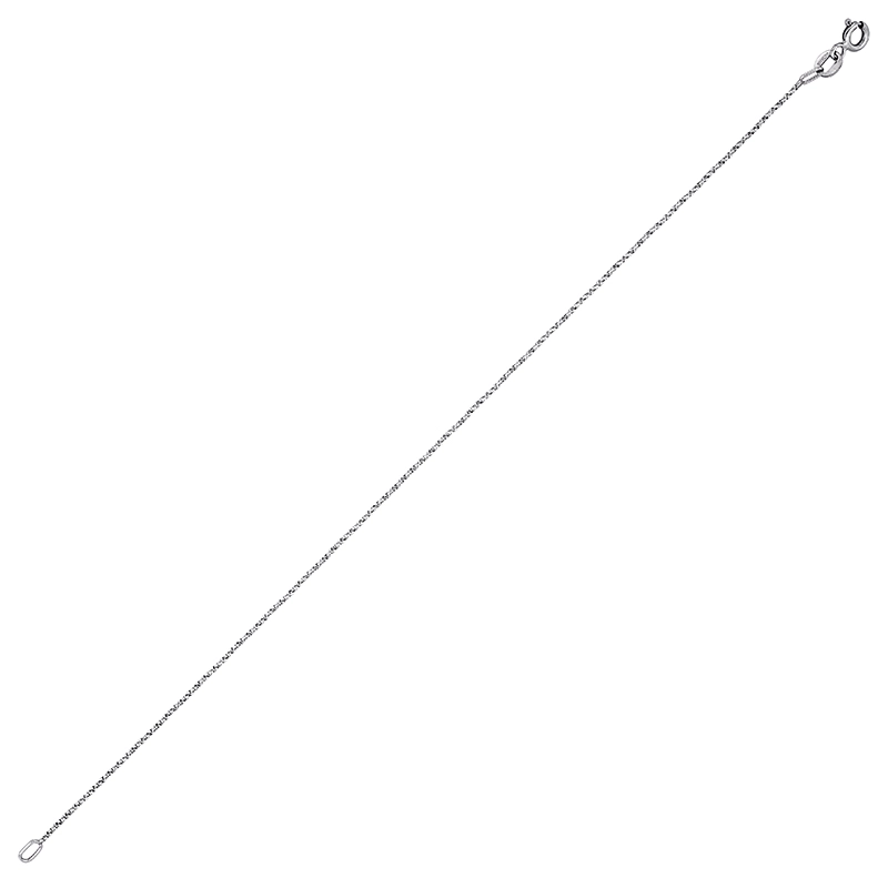Tobillera en oro blanco de 18 Kilates con visos diamantado, Veneciana, 23 cm. de largo, 1 mm. de ancho