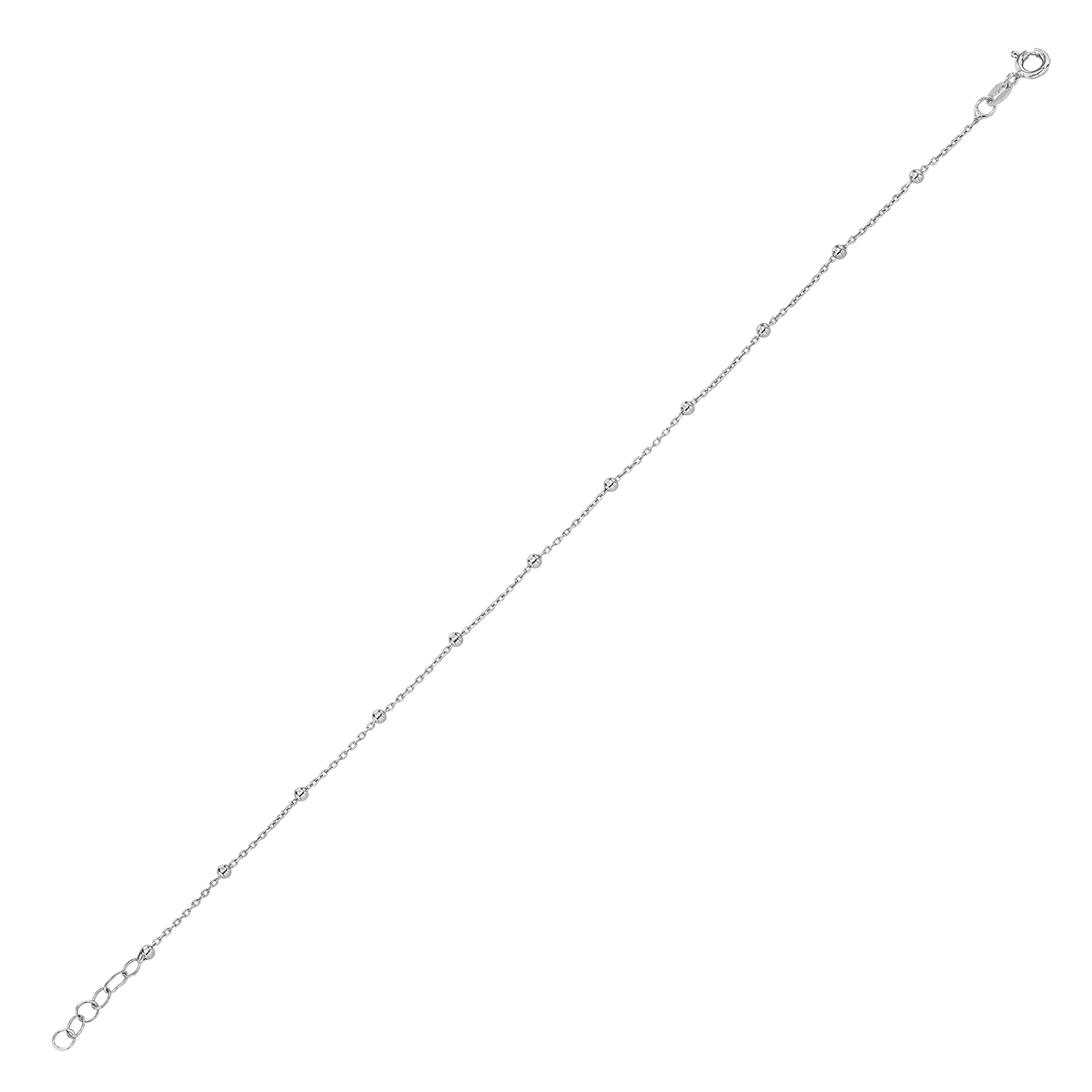 Tobillera en plata Ley 925, Figuras geométricas, 21 cm. de largo, 1 mm. de ancho, de la coleccion Sueños