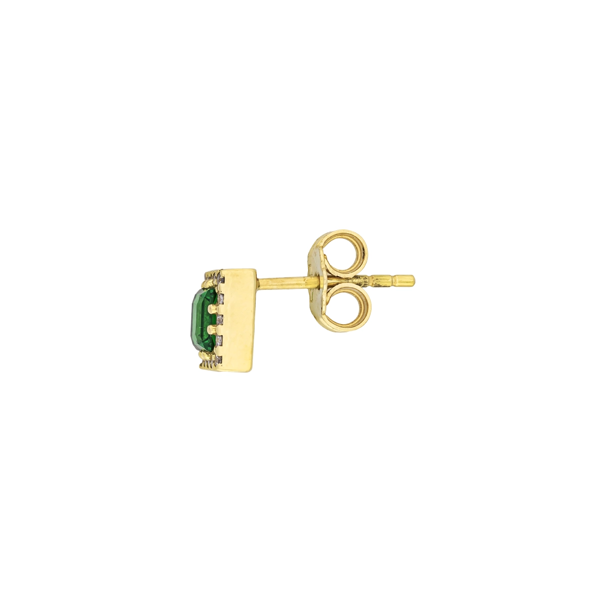 Topos en oro amarillo de 18 Kilates, con 2 zircones centrales y decoración en zircones, 6.50 mm. de ancho