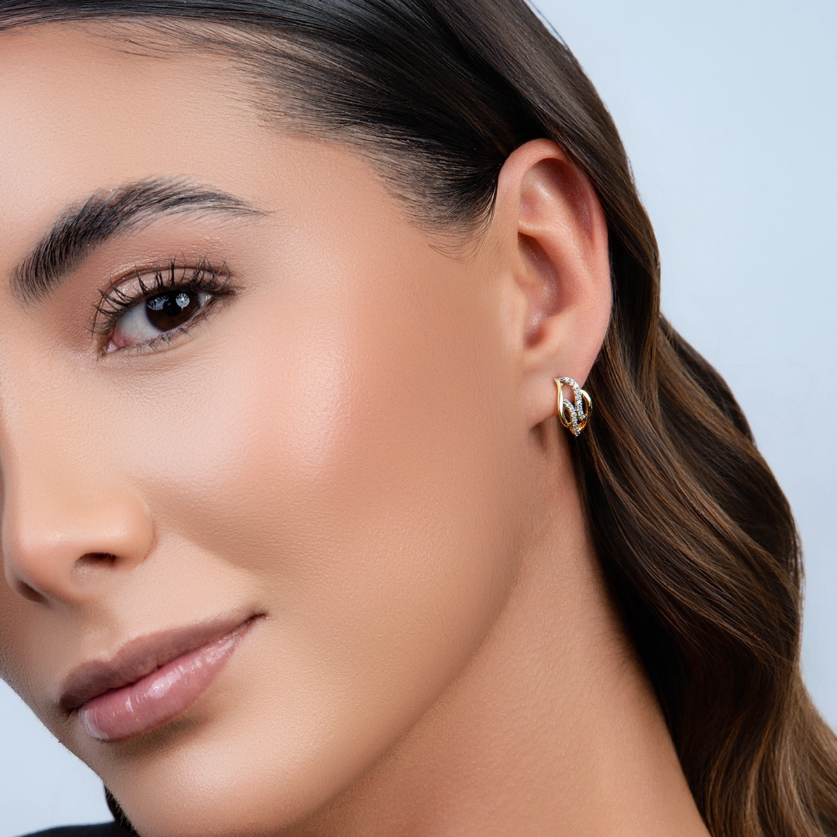 Topos en oro amarillo de 18 Kilates, Franja, con diamantes de 0.17 Ct