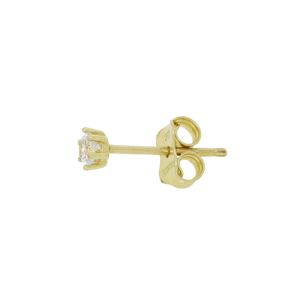 Topos studs en oro amarillo de 18 Kilates, con 2 zircones centrales, 2.50 mm. de ancho
