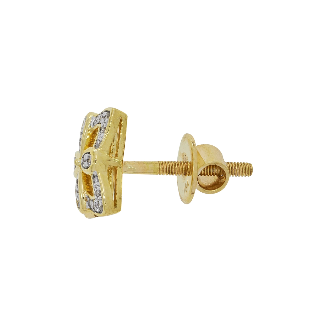 Topos de flores en oro de 18 Kilates, con diamantes de 0.20 Ct