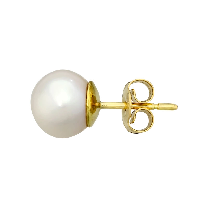 Topos en oro amarillo de 18 Kilates, Solitario, con perlas centrales de 7 mm de ancho aprox