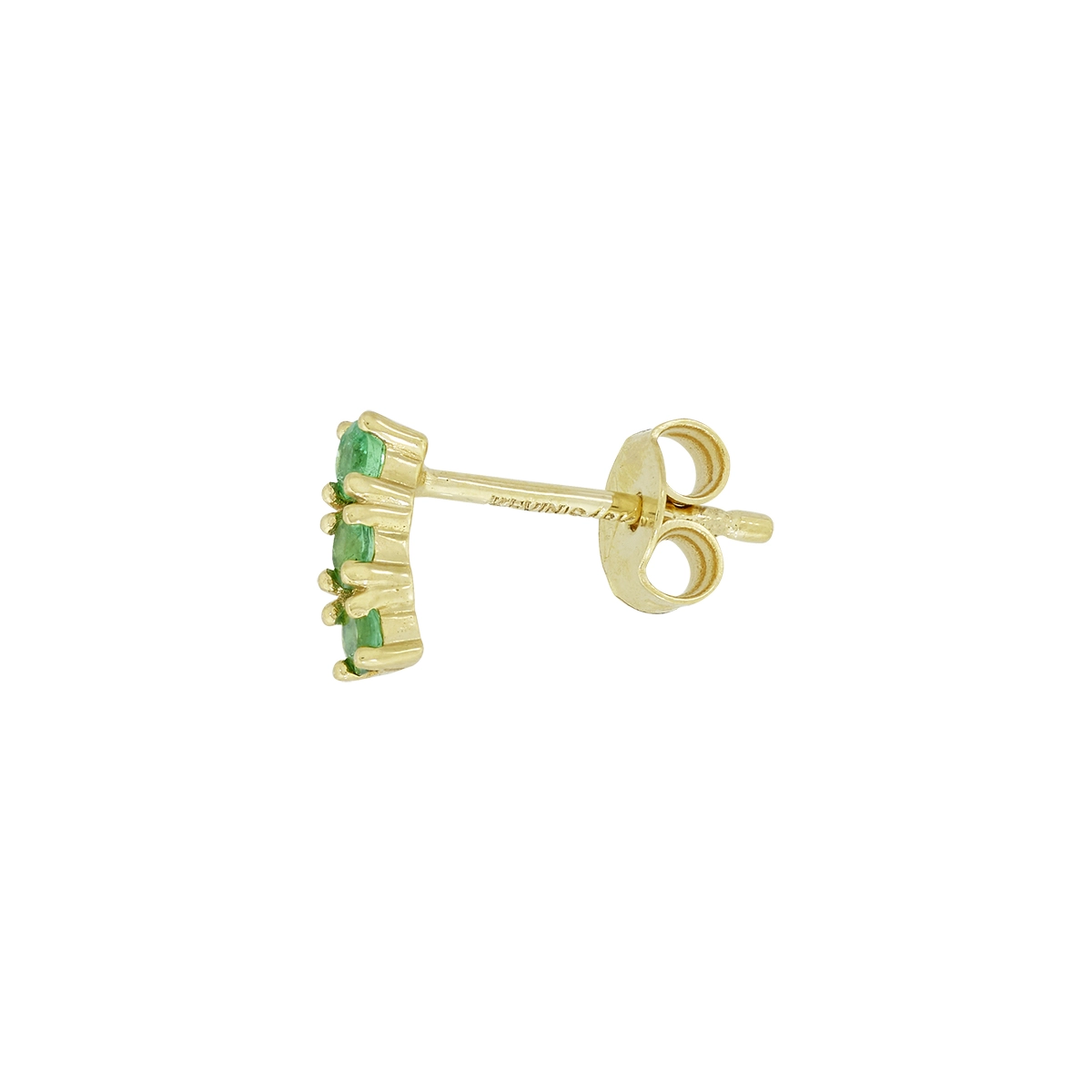 Topos en oro amarillo de 18 Kilates, con 6 esmeraldas centrales de 0.30 Ct