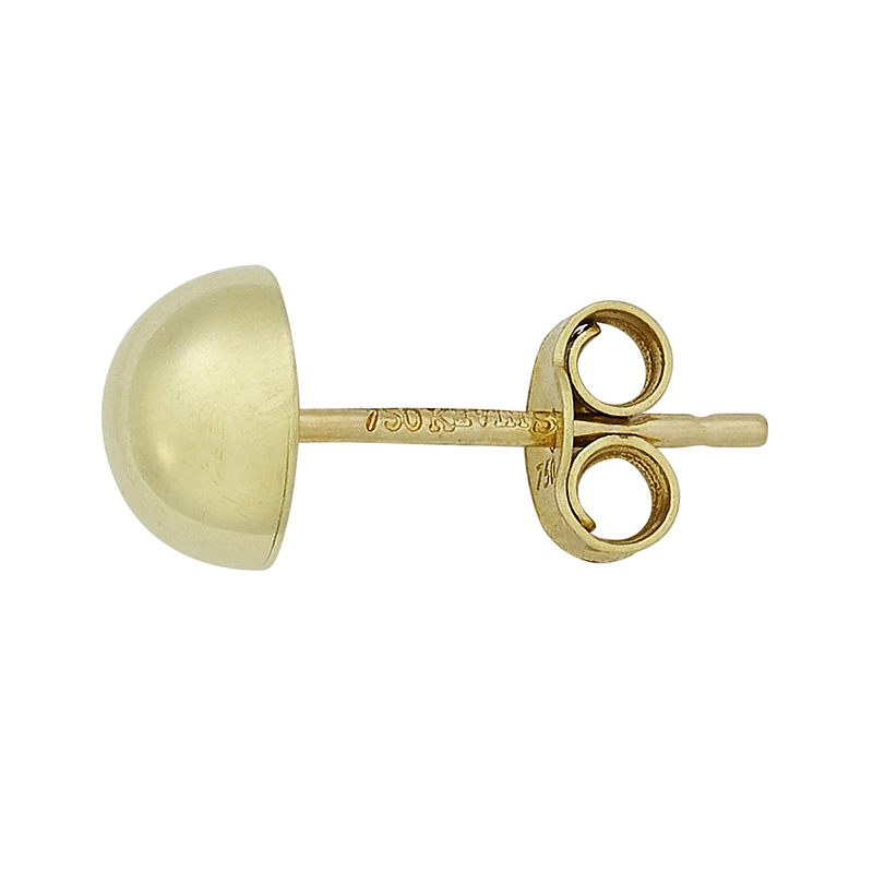 Topos en oro amarillo de 18 Kilates, 1/2 bola, 6 mm. de ancho
