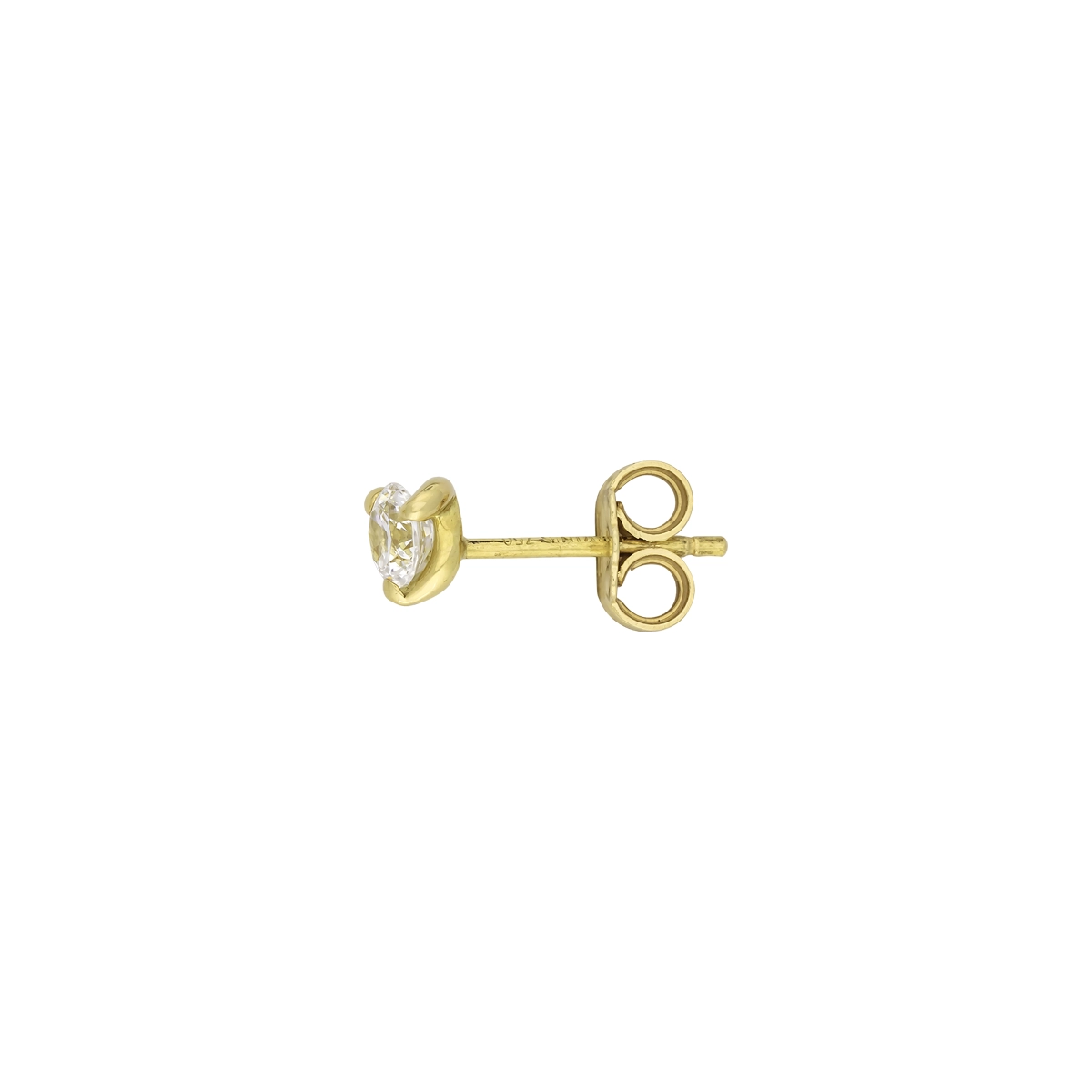 Topos studs en oro amarillo de 18 Kilates, con 2 zircones centrales, 4 mm. de ancho