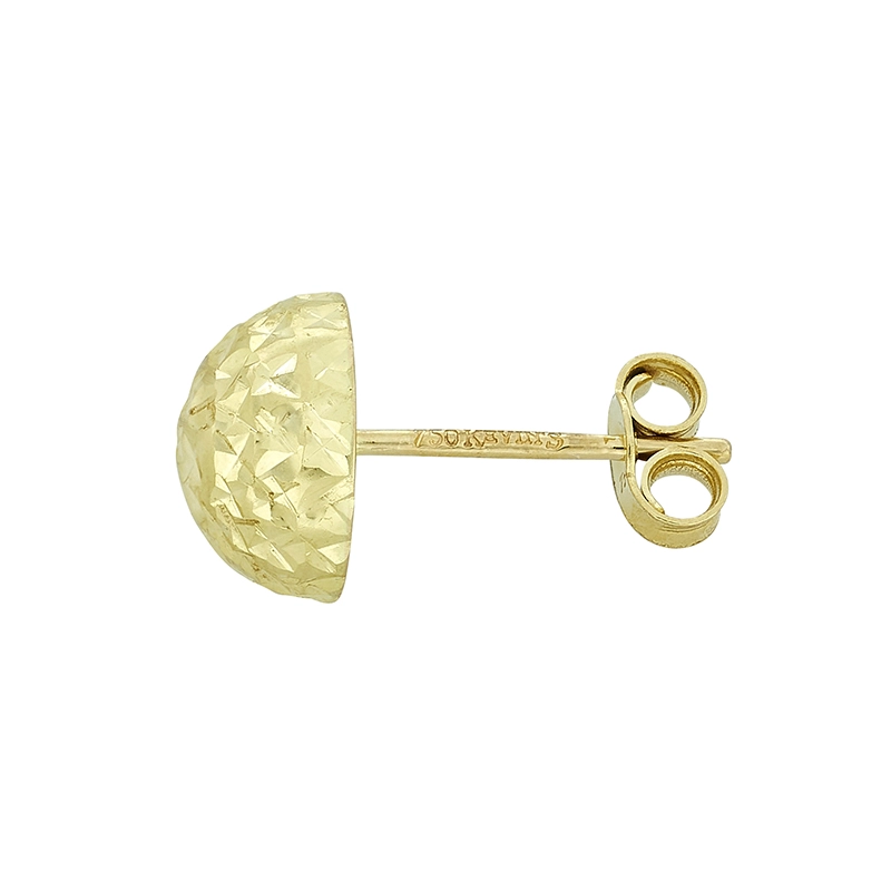 Topos en oro amarillo de 18 Kilates con visos, 1/2 bola, 8mm. de ancho