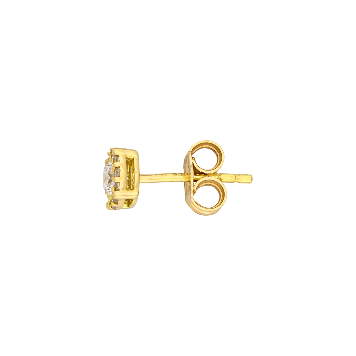 Topos en oro amarillo de 18 Kilates, Uñas+decoración, con 2 zircones centrales y decoración en zircones, 5.50 mm. de ancho