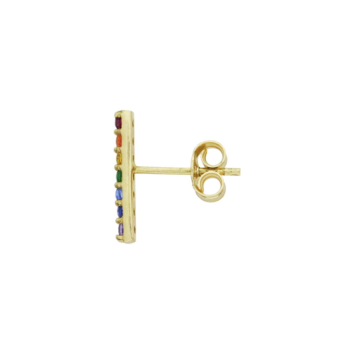 Topos en oro amarillo de 18 Kilates, Barra, con zircones