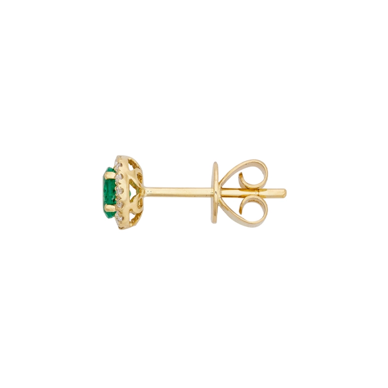 Topos en oro amarillo de 18 Kilates, Uñas+decoración, con 2 esmeraldas centrales de 0.33 Ct y decoración en diamantes de 0.07 Ct