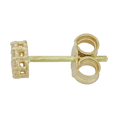 Topos en oro amarillo de 18 Kilates, Uñas+decoración, con 2 zircones centrales y decoración en zircones