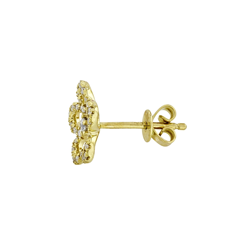 Topos de flores en oro amarillo de 18 Kilates, con diamantes de 0.34 Ct