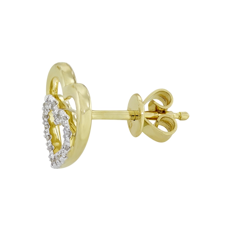 Topos de corazón en oro amarillo de 18 Kilates, con diamantes de 0.11 Ct