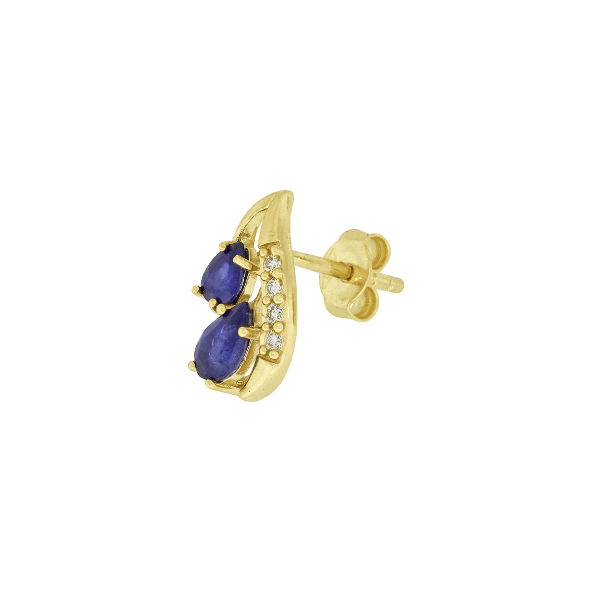 Topos en oro amarillo de 18 Kilates, Franja, con zafiros de 0.70 Ct y diamantes de 0.06 Ct